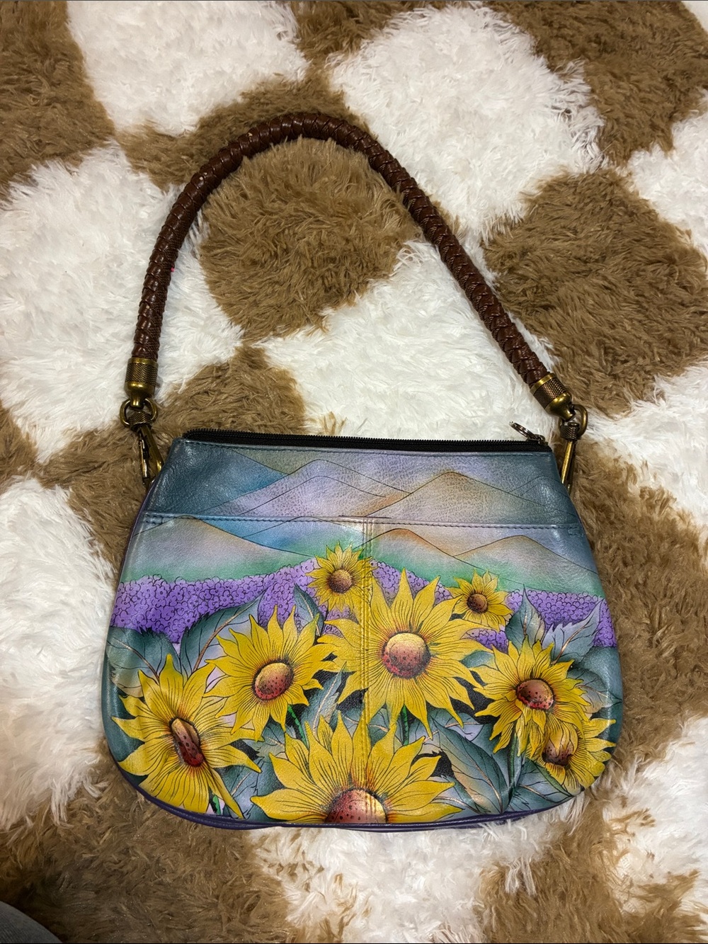 Anuschka Painted Sunflower Shoulder Bag